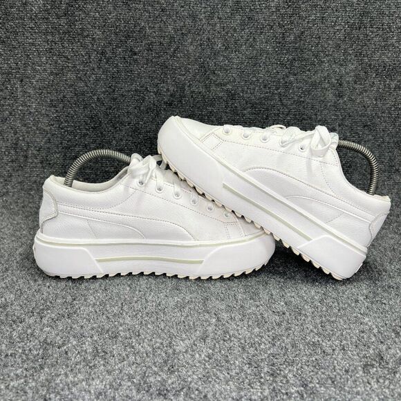 Puma Kaia Platform Shoes Women's 8 White Leather Lace Up Athletic Retro Sneakers - Picture 8 of 12